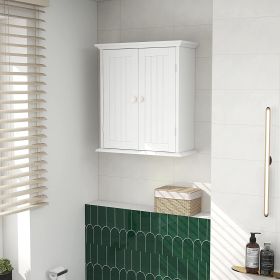 Bathroom wall cabinet; space saving storage cabinet above toilet; medicine cabinet with 2 doors and adjustable shelves; cupboard (Color: White)