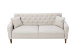 New Design Muitifunction Furniture Linen Sofa 2 Pillows Living Room Gray Loveseat with Button Tufting Easy to Clean