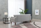 New Design Muitifunction Furniture Linen Sofa 2 Pillows Living Room Gray Loveseat with Button Tufting Easy to Clean