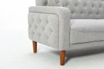 New Design Muitifunction Furniture Linen Sofa 2 Pillows Living Room Gray Loveseat with Button Tufting Easy to Clean